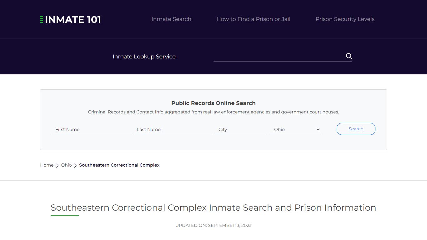 Southeastern Correctional Complex Inmate Search and Prison Information